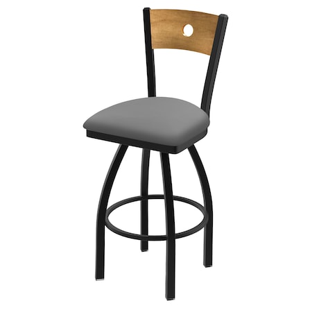 Holland Bar Stool Co 25" Swivel Counter Stool, Black Wrinkle, Med Back, Canter Grey Seat 83025BWMedMplB007